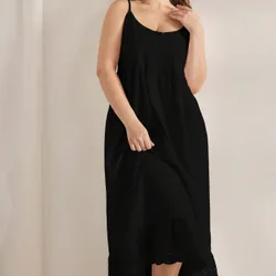 Camisón de algodón con bordado abierto por delante, cómodo y elegante para otoño, talla grande para mujer
