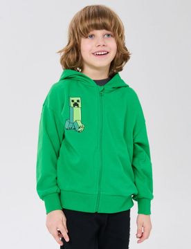 Top da jogging con zip e cappuccio Minecraft - verde fresco