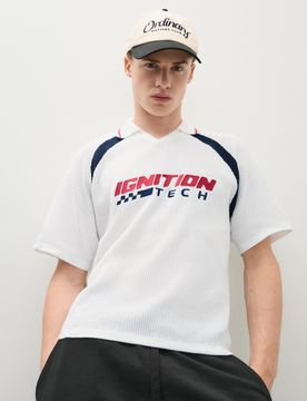 Polo Imprimé Rétro Sport S Blanc