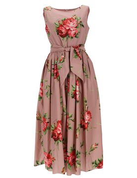 Rose Bouquet-print Cotton Dress