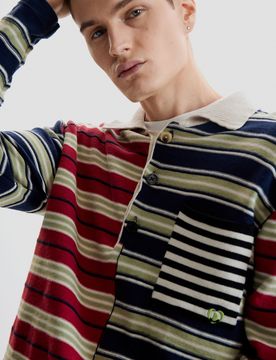 Jersey rayas, Hombre, Algodon, Azul, S