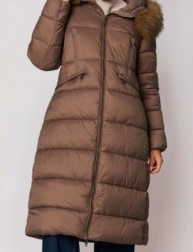 Cappotto trapuntato con cappuccio - caffè