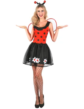 Süsses Marienkäfer-Kleid Marienkäfer-Kostüm für Damen schwarz-rot - female - KARNEVAL-MEGASTORE - FashionsVida