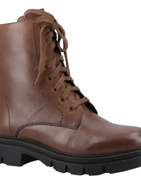 Rhea Leather Womens Brown Boots - Size Uk 8 - Hush puppies - FashionsVida