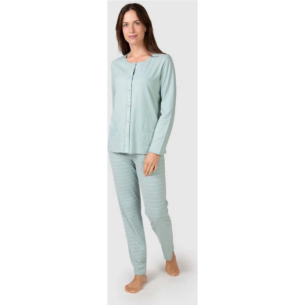Pijama completo de mujer manga larga frontal abotonado - Massana - FashionsVida
