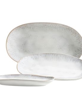 Servierplatten-Set, Steinzeug Frozen weiss