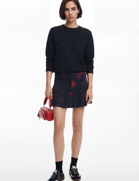 Minijupe plissée M. Christian Lacroix, Coton, Rouge, XS