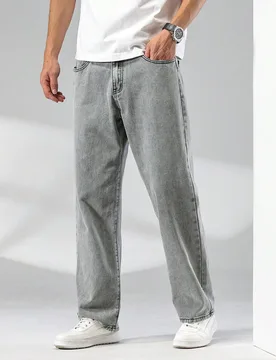Jeans de pierna recta sólidos para hombres - Shein - FashionsVida