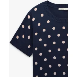 Jersey de mujer de punto de manga corta con estampado de lunares