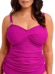 Womens Beach Waves Twist Front Tankini - Pink - Size 34g