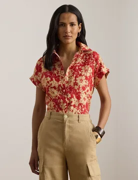 Camisa de mujer de lino estampada - Lauren Ralph Lauren - FashionsVida
