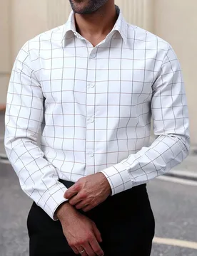 Camisa casual de manga larga con botones delanteros y estampado a cuadros, ajuste regular, talla grande para hombres, formal, ceremonia - Shein - FashionsVida