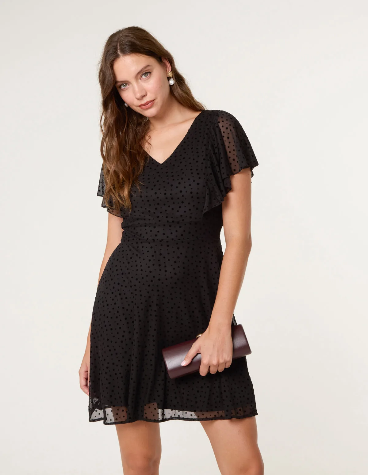 Womens Flippy Sleeve Flared Mini Dress - Black - Size X-Large - Blue Vanilla - FashionsVida