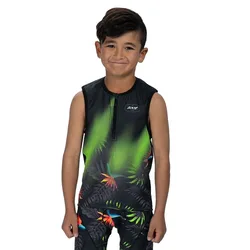 Maglia Da Triathlon Senza Maniche Ltd Protege Tropical Magic Green
