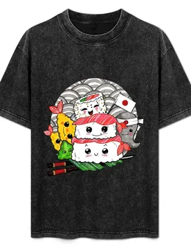 Kawaii sushi, funny sushi, Yummy yummy !!! T-Shirt Plus Size Summer Short Sleeve T-Shirt - Aliexpress - FashionsVida
