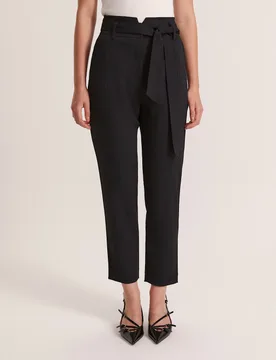 Belted Straight Leg Trousers Black female - Saba - FashionsVida