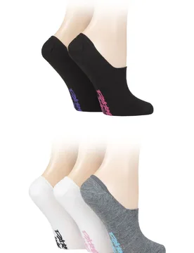 Women's 5 Pair No Show Socks White / Grey / Black 4-8 Ladies - Multi Coloured - Size: Small - Dare to wear - FashionsVida
