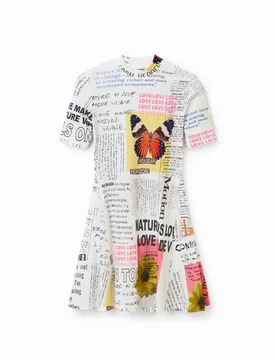 Robe patineuse courte journal WHITE M female - Desigual - FashionsVida