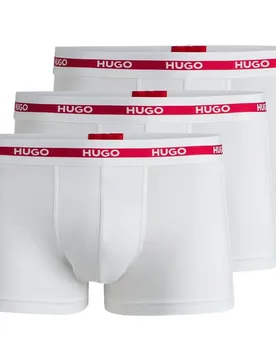 Paquete de tres calzoncillos en algodón elástico con logos en la cintura - HUGO - FashionsVida