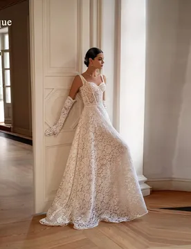 Qunque Floor Length Hem With Train Wedding Dresses Spaghetti Straps Evening Dresses Sweetheart Vestido De Novia Boda Customized - Aliexpress - FashionsVida