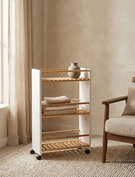 Scaffale a tre livelli con ruote - beige