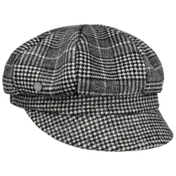 Houndstooth Check Newsboy Cap by - black-white - Damen - Size: One Size
