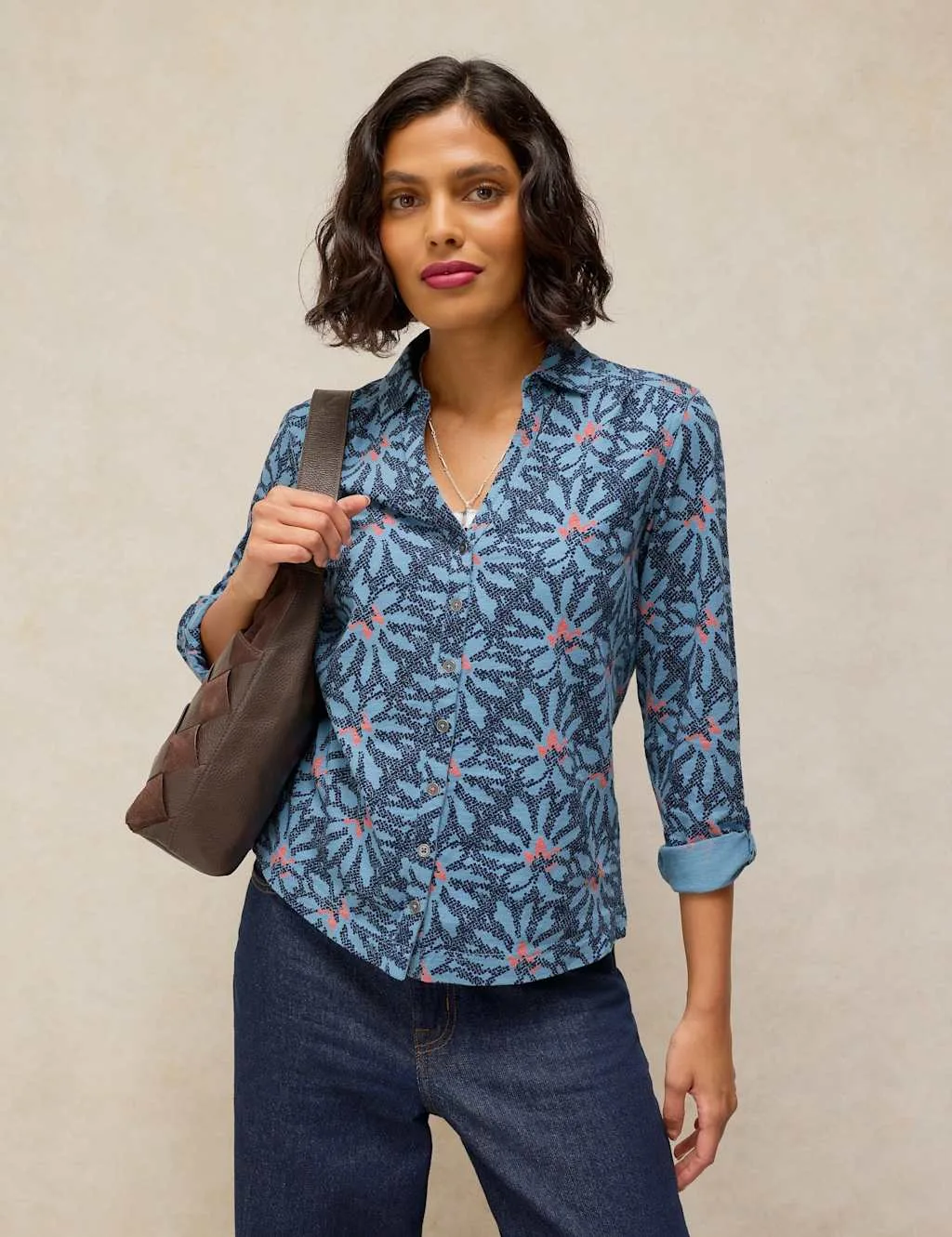 Pure Cotton Jersey Printed Top Navy Mix female - White stuff - FashionsVida