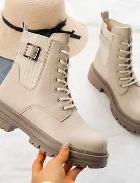 Botas de tacón grueso blanco retro de moda nueva otoño/invierno 2025, botas de tobillo de motocicleta con suela gruesa negra, botas de estilo callej - Shein - FashionsVida