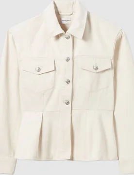 Cazadora de mujer vaquera cruda entallada con peplum - CLAUDIE PIERLOT - FashionsVida