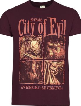T-Shirt - City of evil - S bis 3XL - für Männer - Größe L - burgund - Lizenziertes Merchandise! - Männer - male