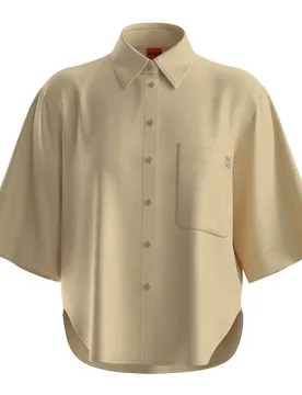 Hugo Blusa A Maniche Corte Evona 10258611 Open Beige 36 - Hugo Boss - FashionsVida