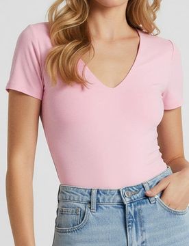 Blusa con scollo a V - begonia