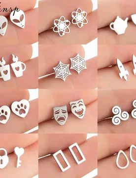 Lovely Stainless Steel Earrings for Women Fashion Jewelry 2026 Punk Paw Lighter Rocket Earings Spider Web Studs Christmas Gifts - Aliexpress - FashionsVida