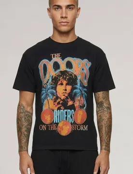 Men's Oversized The Doors License Print T-Shirt Black Size X-Large Black XL - boohooMAN - FashionsVida