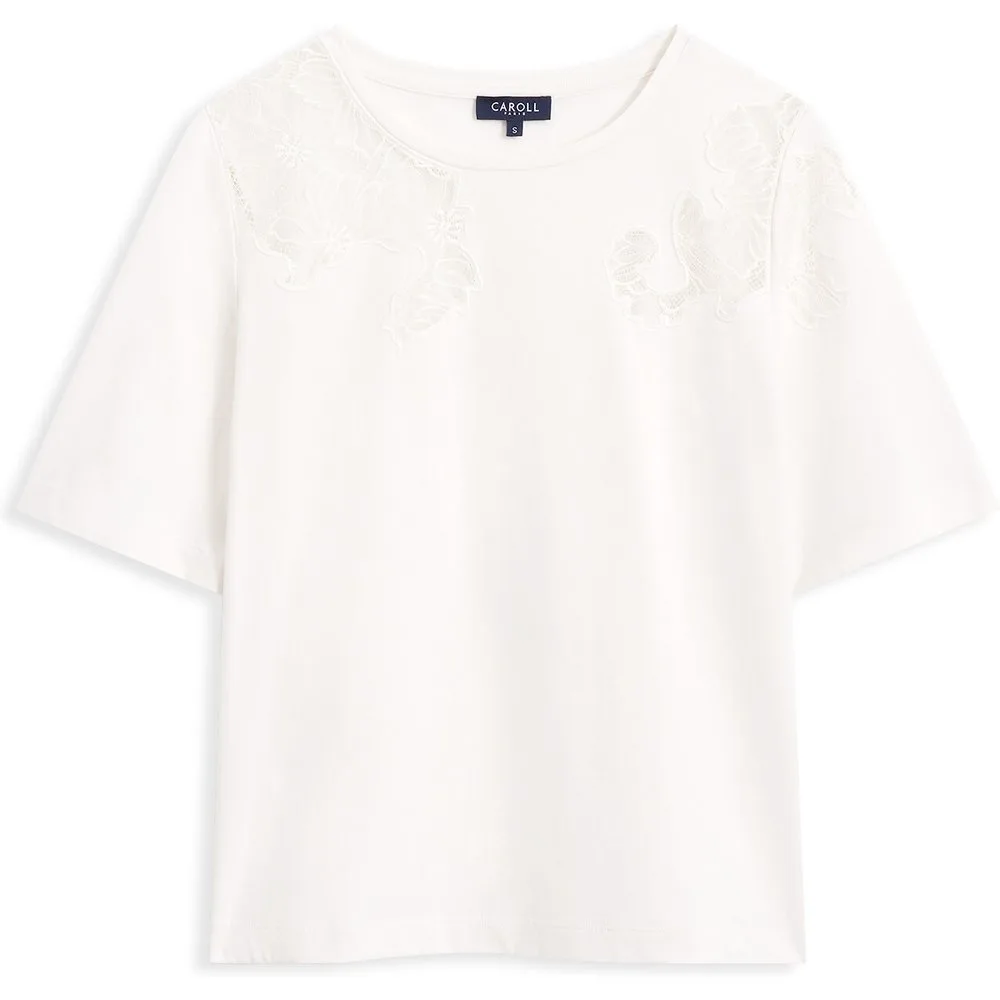 Camiseta de mujer con manga corta y bordado - Caroll - FashionsVida