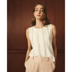 Blusa estilo romántico de mujer sin mangas
