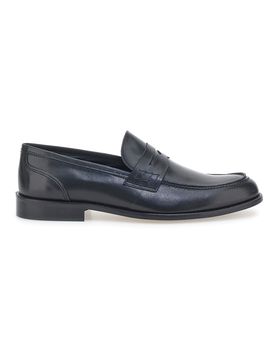 Mocassini Neri In Vera Pelle Made In Italy 77109 44