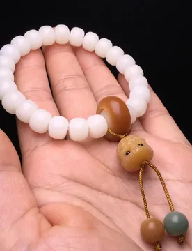 Barrel Bead Bracelet, Single Strand Women's Style with Running Ring and 9mm White Bodhi Root Beads - Aliexpress - FashionsVida