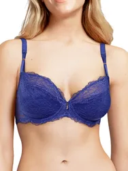 Womens Waltz Half Cup Balconnette Bra - Blue Nylon - Size 32dd