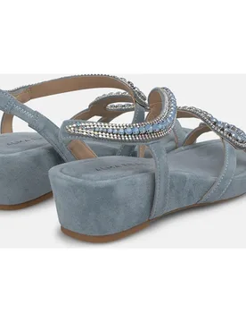 Sandalias de cuña de mujer con tira de serpiente con detalle pedrería y cierre de hebilla - Alma en Pena - FashionsVida