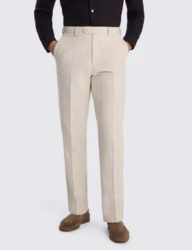 Relaxed Fit Linen Rich Striped Suit Trousers Camel male - MOSS - FashionsVida