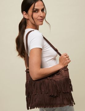 Apache Bucket-Tasche in Wildlederoptik mit Fransen