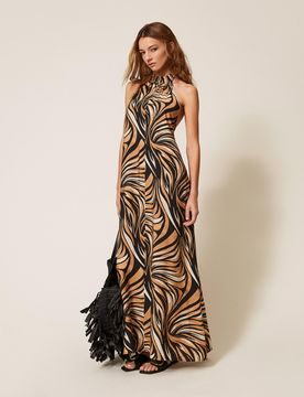 Robe longue avec imprimé graphique