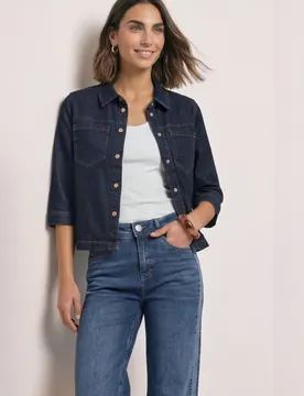 Denim Hemdbluse im Rinsed-Look female Blau