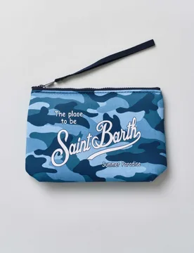 Pochette Aline blu in neoprene a fantasia camouflage - MC2 SAINT BARTH - FashionsVida