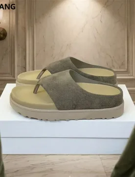 Thick Sole Slides for Women GMKANG Comfort Flip Flops Outdoor Casual Mules Suede Leather Summer Flat Sandals Non Slip - Aliexpress - FashionsVida
