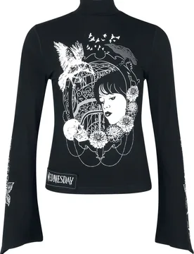 Langarmshirt - Mirror Of Nevermore - S bis XXL - für Damen - Größe L - schwarz - EMP exklusives Merchandise! - Frauen - female - Wednesday - FashionsVida