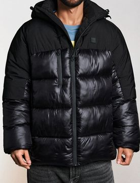 Giacca puffer trapuntata con cappuccio - nero