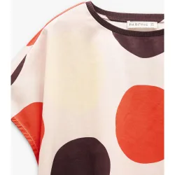 Camiseta de mujer 100% liocel de manga corta con estampado de lunares
