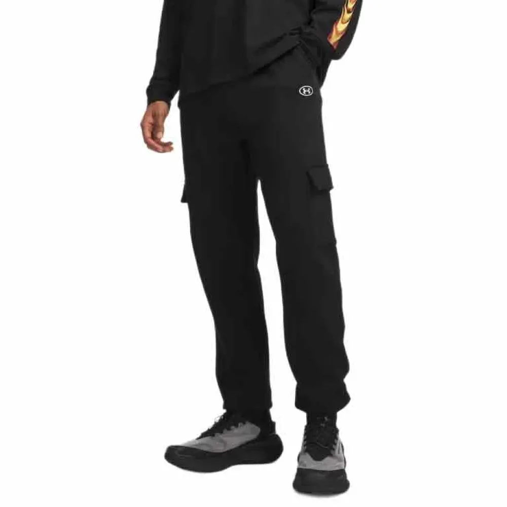 Joggers Rival Fleece Cargo Black / White XL - Under armour - FashionsVida
